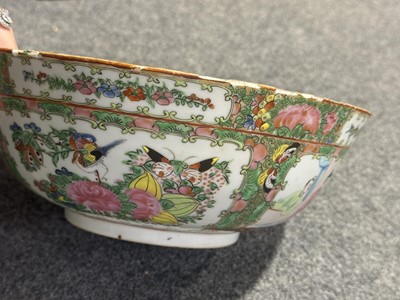 Lot 23 - Samson porcelain bowl, Cantonese bowl, two other bowls and a pair of Chinese vases