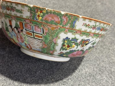 Lot 23 - Samson porcelain bowl, Cantonese bowl, two other bowls and a pair of Chinese vases