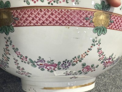 Lot 23 - Samson porcelain bowl, Cantonese bowl, two other bowls and a pair of Chinese vases