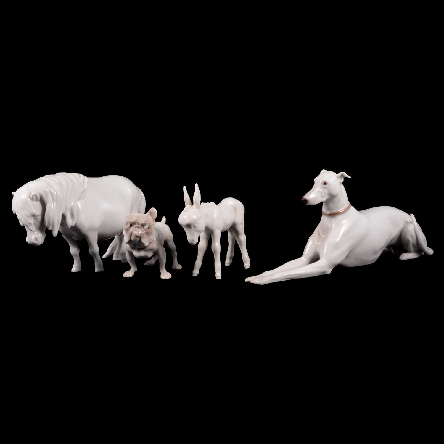 Lot 18 - Meissen Shetland pony, foal, two Bing & Grondahl models