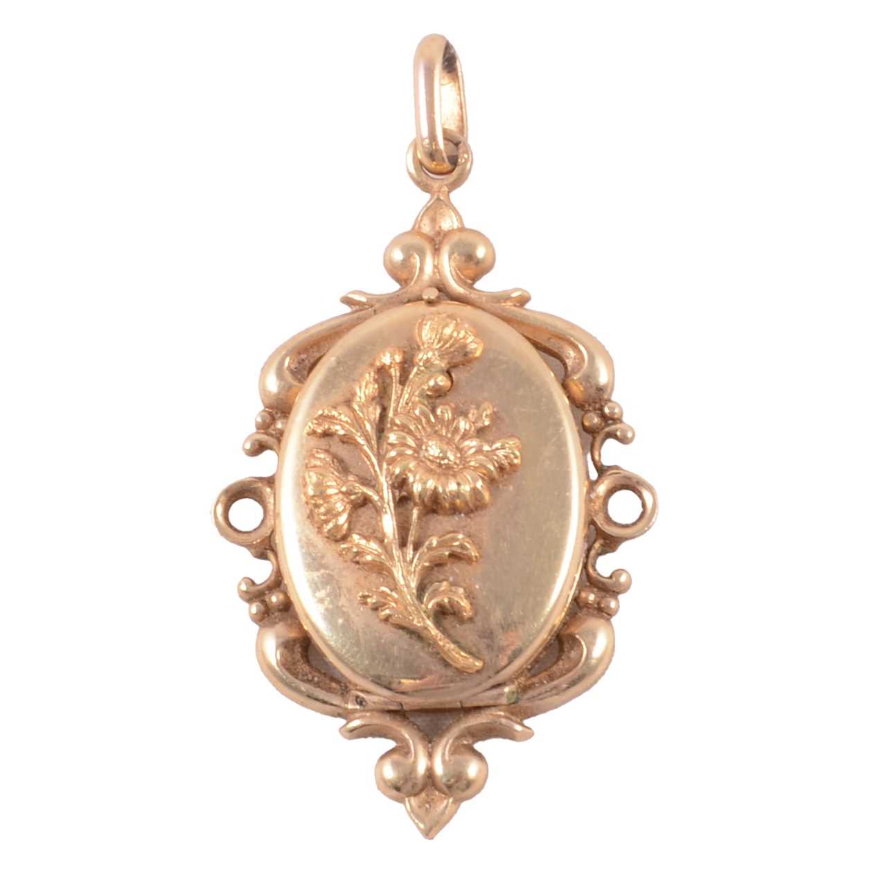 Click H Locket Lot 287 - A yellow metal locket.