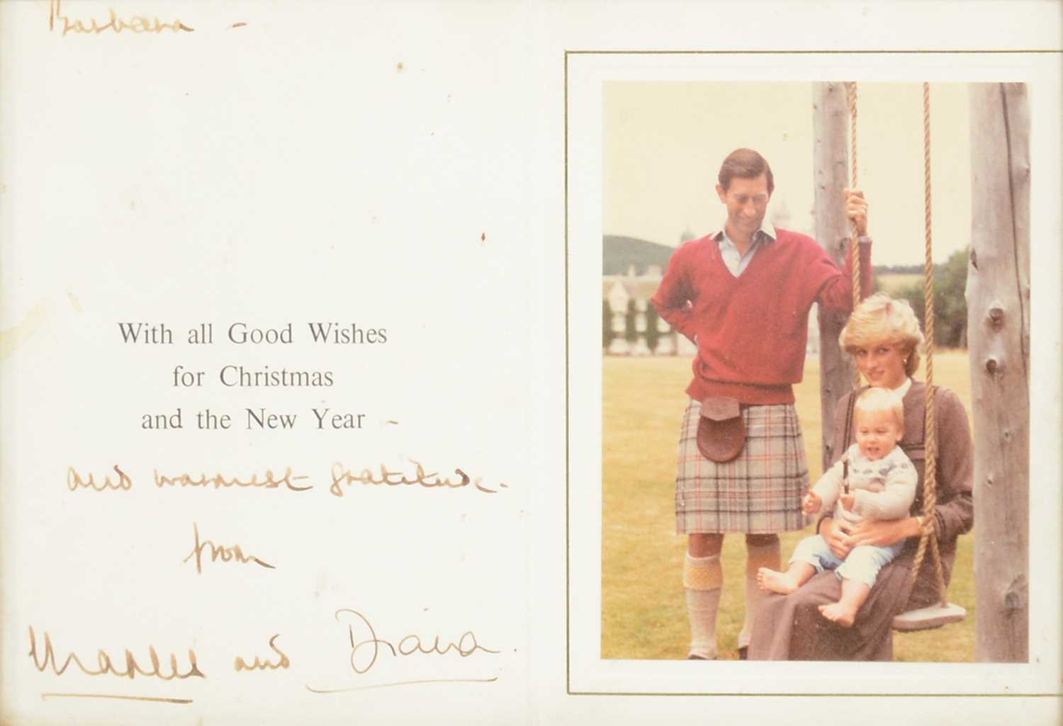 Lot 33 - Royal interest; King Charles III then HRH Prince Charles and Princess Diana signed Christmas card