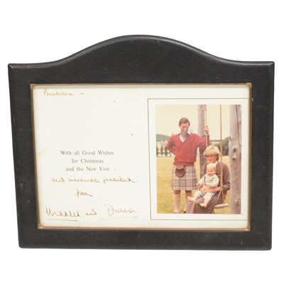 Lot 33 - Royal interest; King Charles III then HRH Prince Charles and Princess Diana signed Christmas card