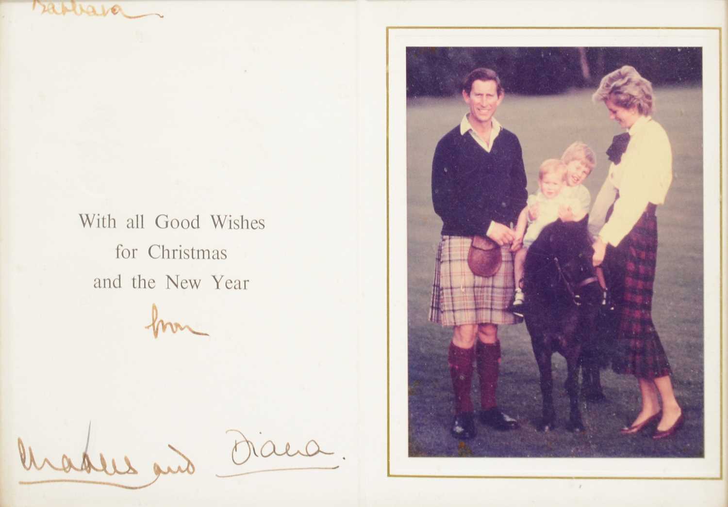 Lot 35 - Royal interest; King Charles III then HRH Prince Charles and Princess Diana signed Christmas card