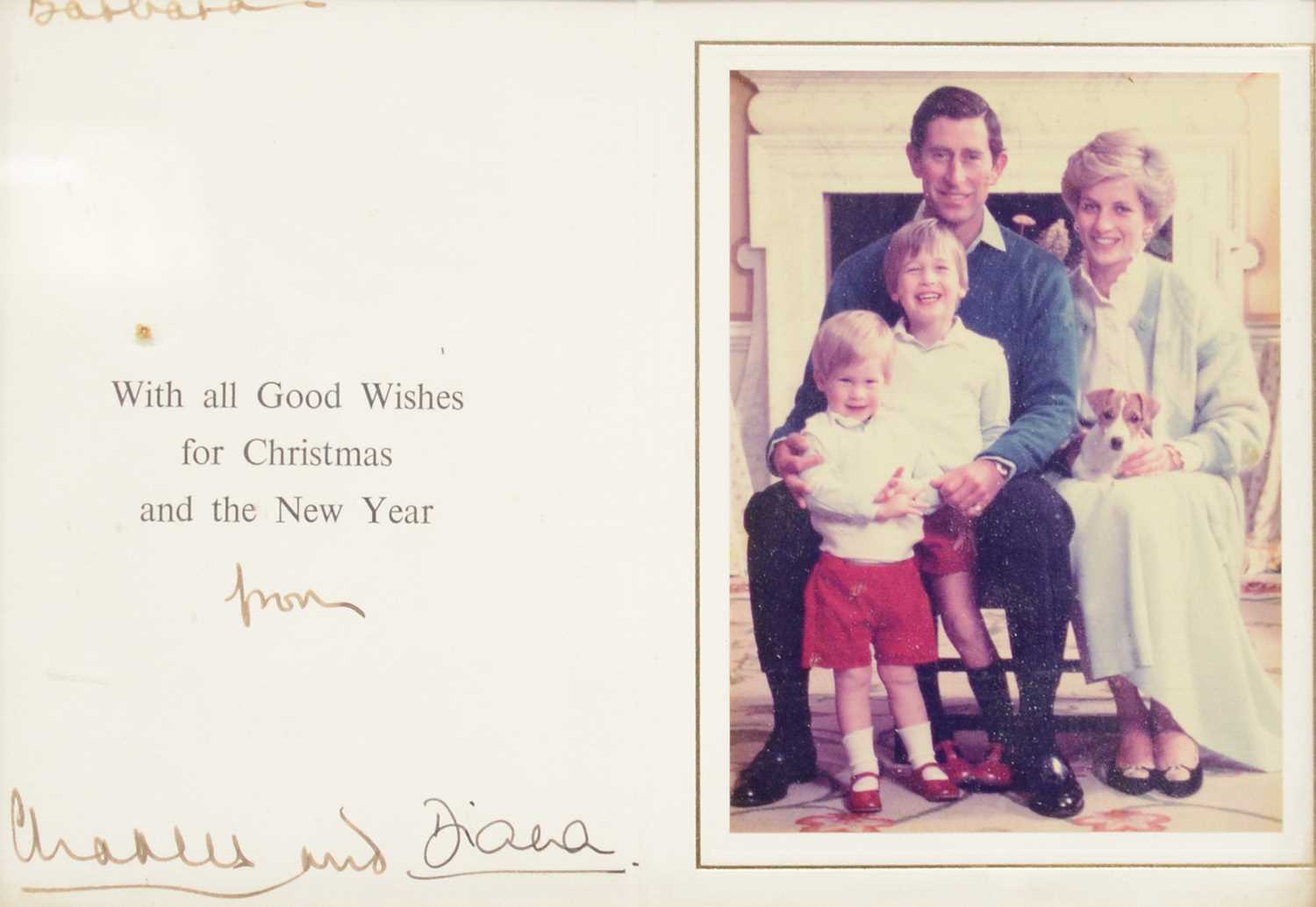 Lot 36 - Royal interest; King Charles III then HRH Prince Charles and Princess Diana signed Christmas card