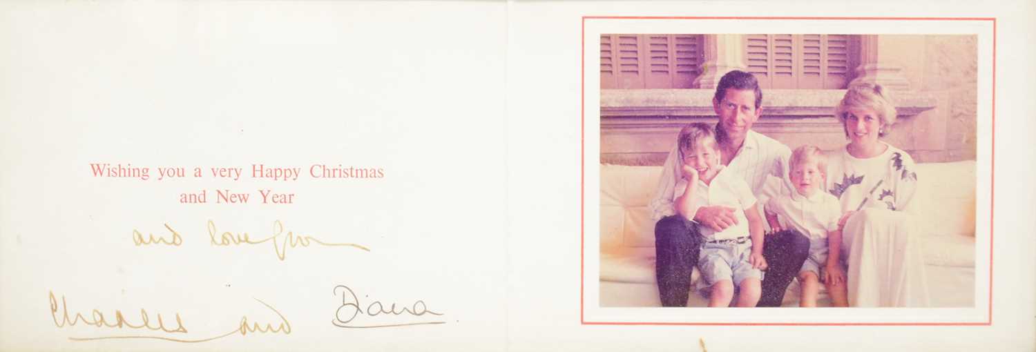 Lot 37 - Royal interest; King Charles III then HRH Prince Charles and Princess Diana signed Christmas card