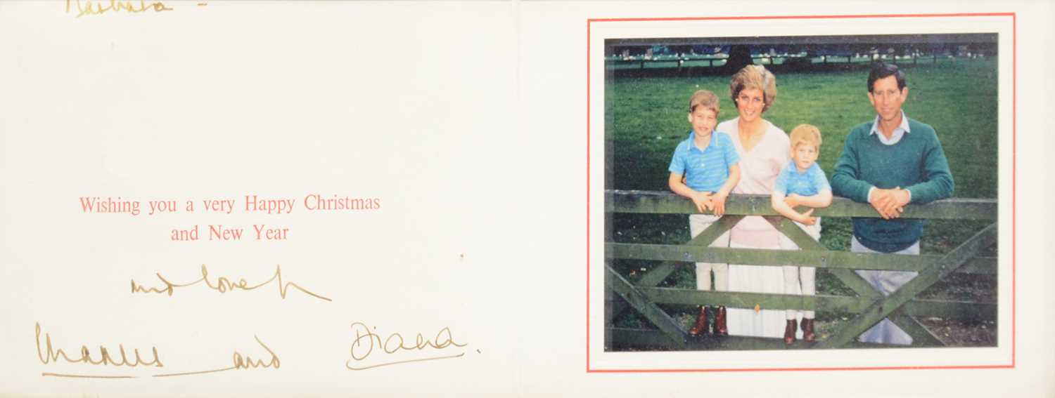 Lot 38 - Royal interest; King Charles III then HRH Prince Charles and Princess Diana signed Christmas card