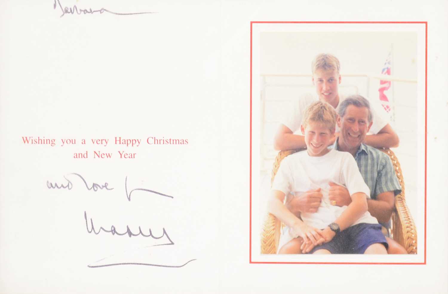 Lot 44 - Royal interest; King Charles III then HRH Prince Charles signed Christmas card