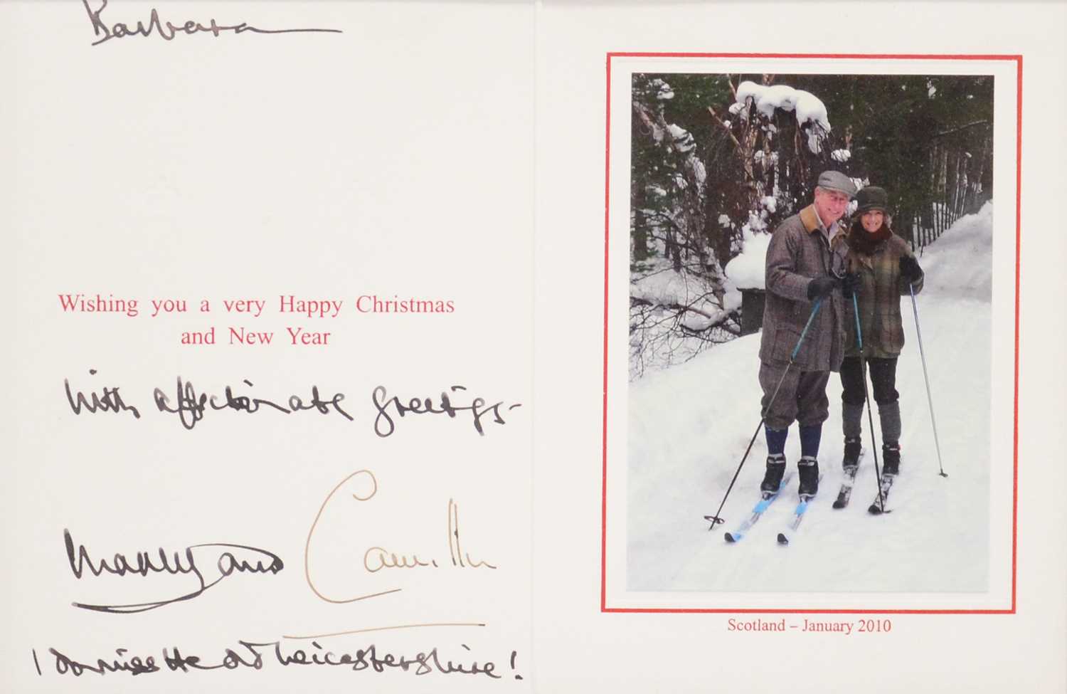 Lot 54 - Royal interest; King Charles III then HRH Prince Charles and Camilla, signed Christmas card