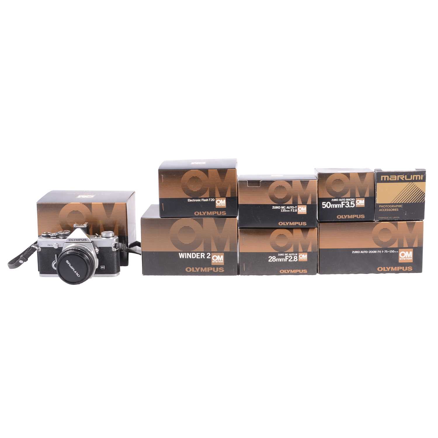 Lot 75 - Olympus OM-2n body and other equipment