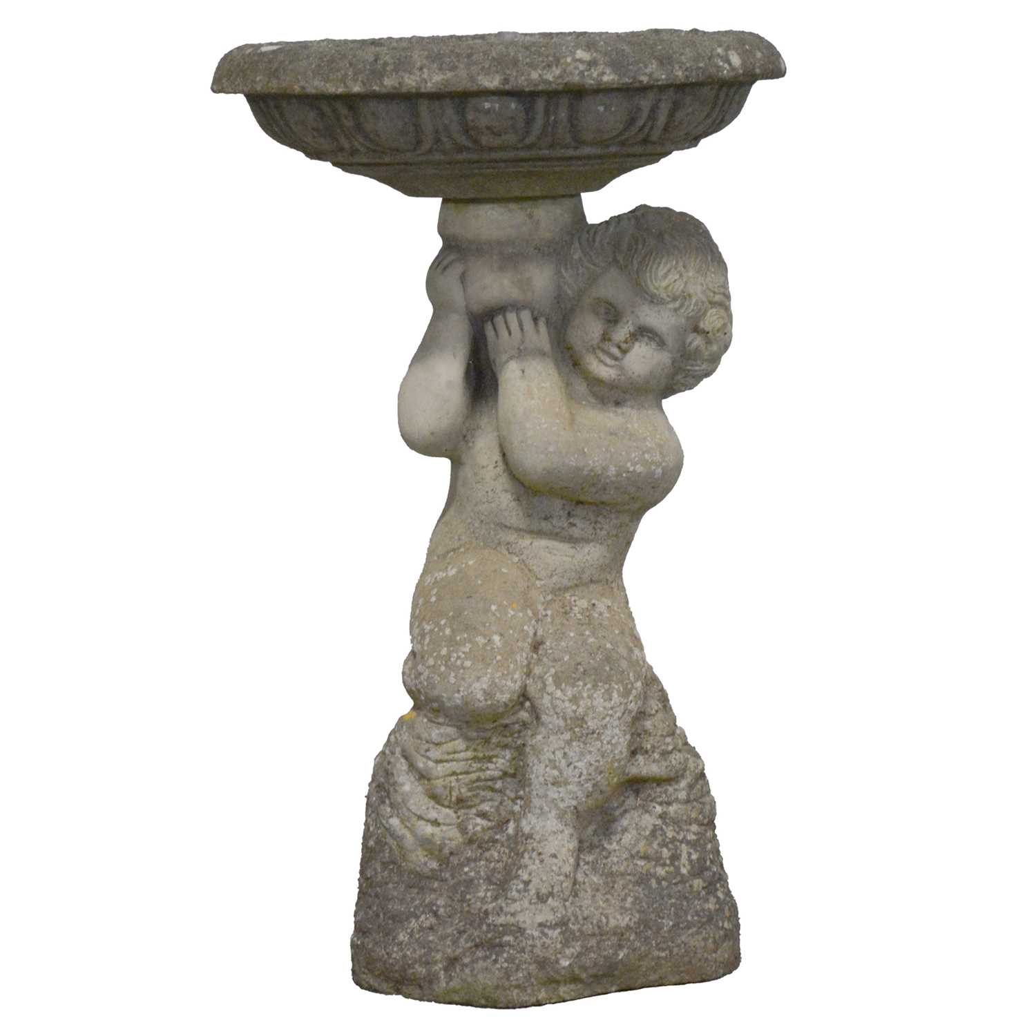 Lot 412 - Small cast concrete figural fountain
