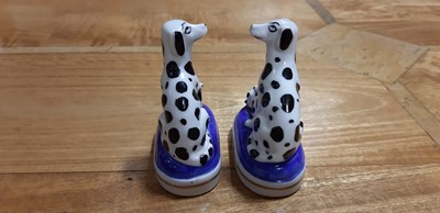 Lot 4 - Pair of Staffordshire dog pen stands, and another pair of smaller dalmation dogs