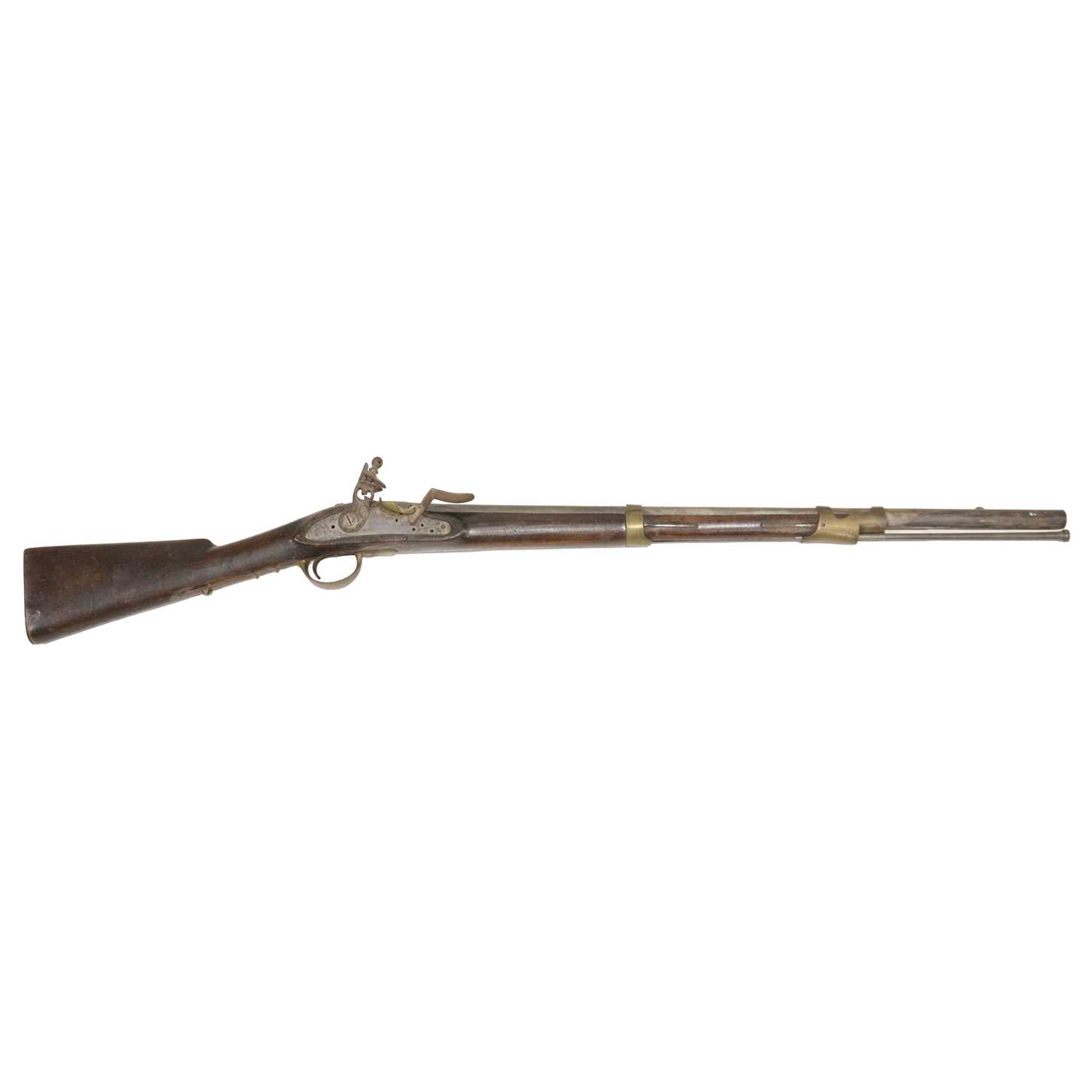 Lot 388 - Antique muzzle loading flintlock rifle,