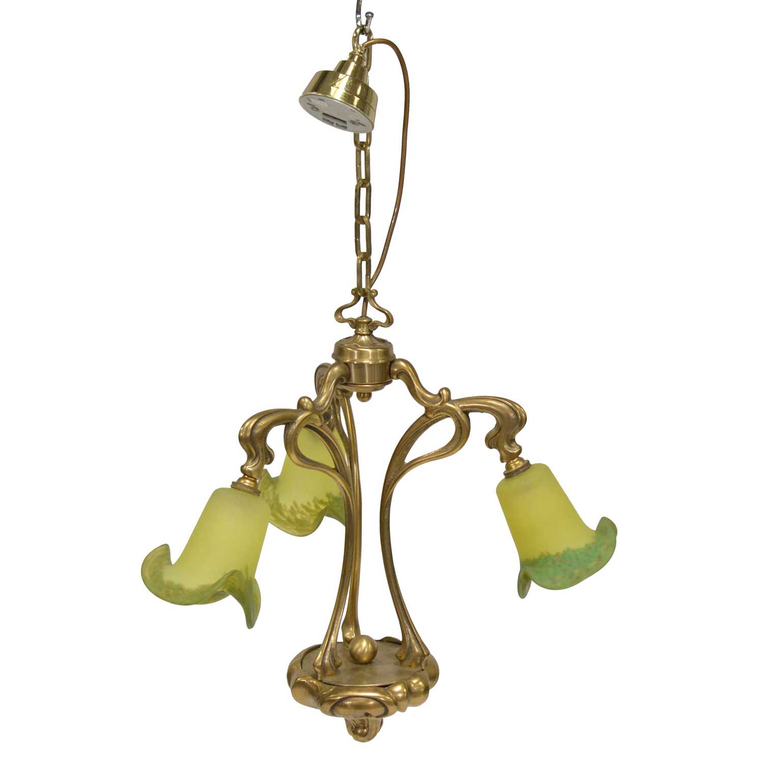 Lot 113 - Art Nouveau design three light chandelier