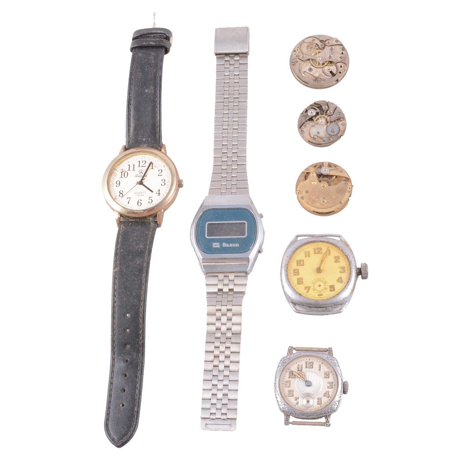 Lot 183 - Large collection of wristwatch movements, as found, parts, etc.