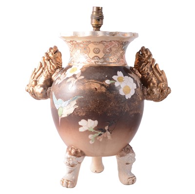 Lot 63 - Satsuma pottery vase converted to a lamp base