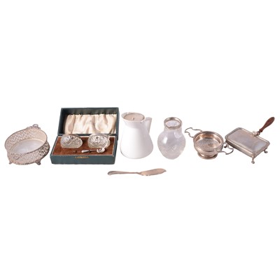 Lot 224 - Silver sugar box, Wilson & Gill, London 1959, and other silver and silver-mounted wares.