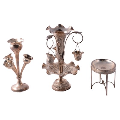 Lot 255 - A silver epergne, another continental epergne and an Adam style bonbon dish.