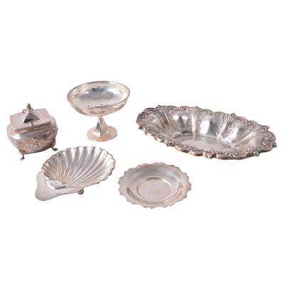 Lot 225 - Small Victorian silver caddy, Thomas Hayes, Birmingham 1899, and other silverwares.