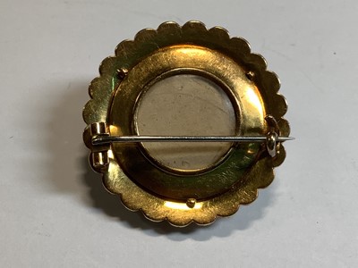 Lot 181 - A Victorian diamond, turquoise and pearl target brooch.