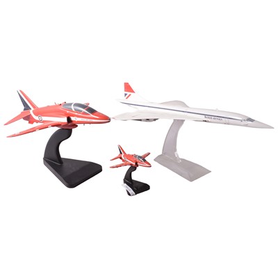 Lot 150 - Three scale model aircraft - British Airways/ Singapore Airlines Concorde, and two Red Arrows
