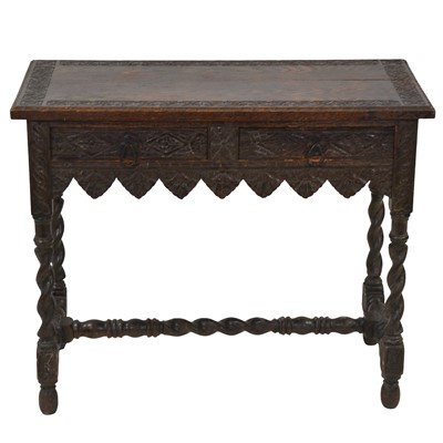 Lot 401 - Victorian carved oak side table