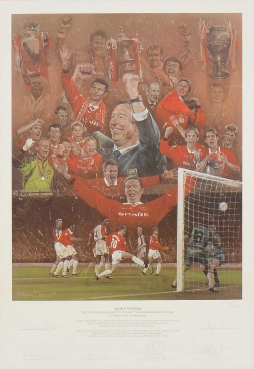 Lot 172 - Stephen Doig, limited edition Manchester United print 'Treble Winners'