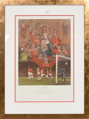 Lot 172 - Stephen Doig, limited edition Manchester United print 'Treble Winners'