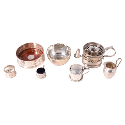 Lot 241 - Victorian silver drum mustard, Goldsmiths & Silversmiths Co. Ltd., London 1899, and other items.