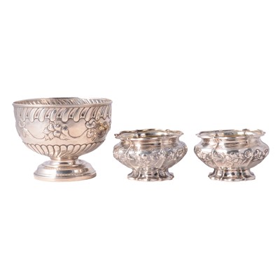Lot 233 - Silver rose bowl, marks rubbed, and two smaller Georgian silver bowls.