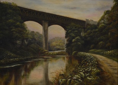 Lot 263 - A Froggatt, River with railway bridge
