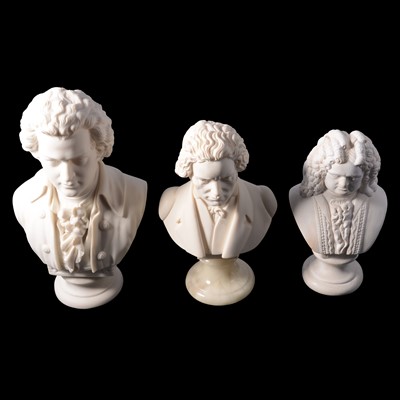 Lot 52 - Parian bust, Mozart, and three other portrait busts