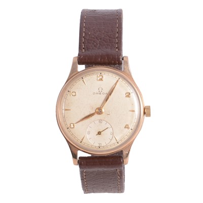Lot 1172 - Omega - a gold cased wristwatch, 1940's