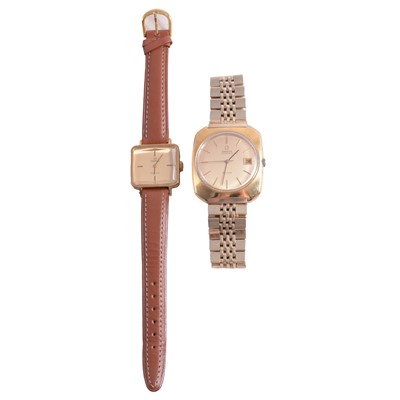 Lot 1179 - Omega - a De Ville gold plated wristwatch, and a lady's Omega De Ville gold plated wristwatch