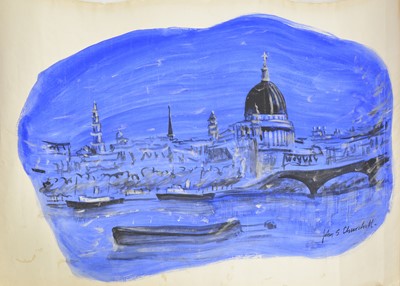 Lot 342 - John S Churchill, St Pauls Cathedral on the Thames