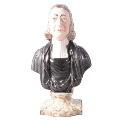 Lot 14 - Staffordshire pottery bust of Rev John Welsey, by Enoch Wood