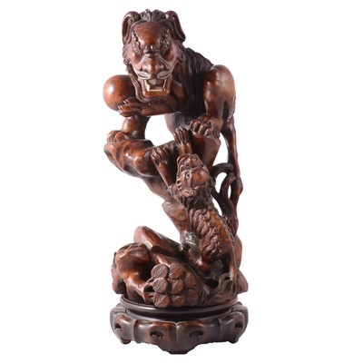 Lot 81 - Japanese Meiji Rootwood Carving of Shishi