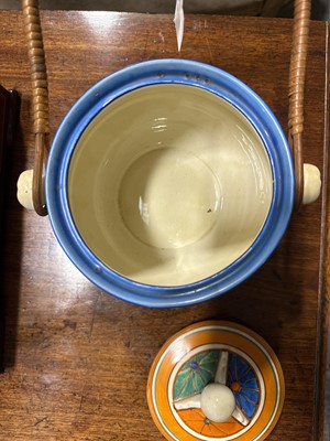 Lot 10 - Clarice Cliff, Umbrellas, a biscuit barrel