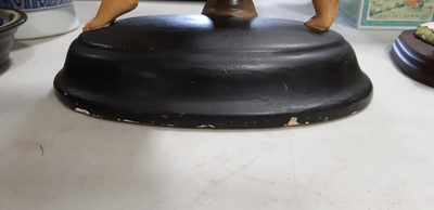 Lot 95 - Art Deco Scarf Dancer, patinated metal sculpture, and three other Deco style figures