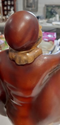 Lot 95 - Art Deco Scarf Dancer, patinated metal sculpture, and three other Deco style figures
