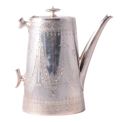 Lot 212 - Victorian silver coffee pot, Martin, Hall & Co., London 1870