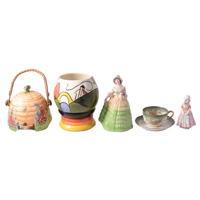 Lot 59 - Lorna Bailey Art Deco style vase, Cottage ware, and other decorative ceramics
