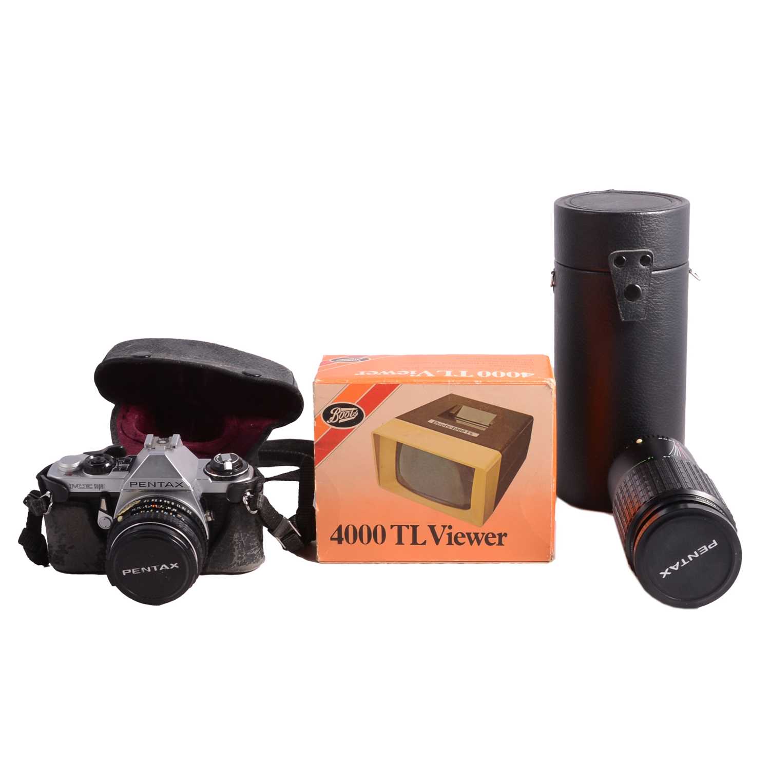Lot 91 - Pentax ME Super camera body, lenses, and other photography