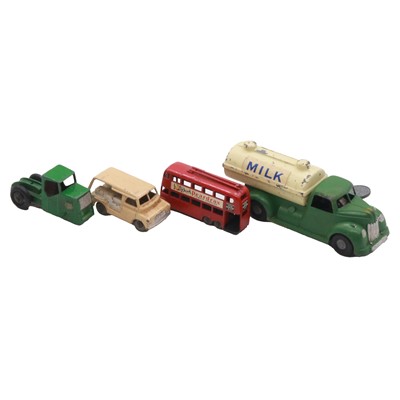 Lot 29 - Chad Valley clockwork Milk Tanker, and other playworn diecast vehicles