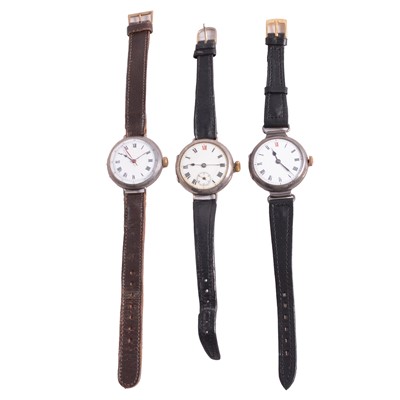 Lot 1217 - Three silver trench watches