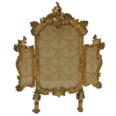 Lot 352 - Rococo style gilt-framed 'triptych' fire screen