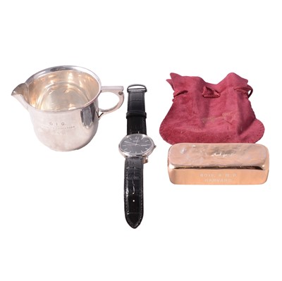 Lot 253 - Silver milk jug, Adie Brothers Ltd, Birmingham 1926, other scrap silver, and stainless steel cutlery.