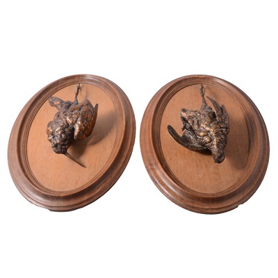Lot 115 - Pair of French gilt bronze wall models, snipe and partridge