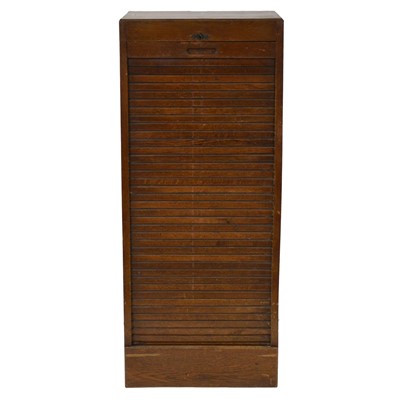 Lot 397 - Oak tambour front filing cabinet