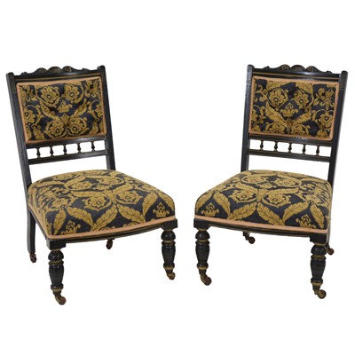 Lot 364 - Pair of Victorian ebonised nursing chairs
